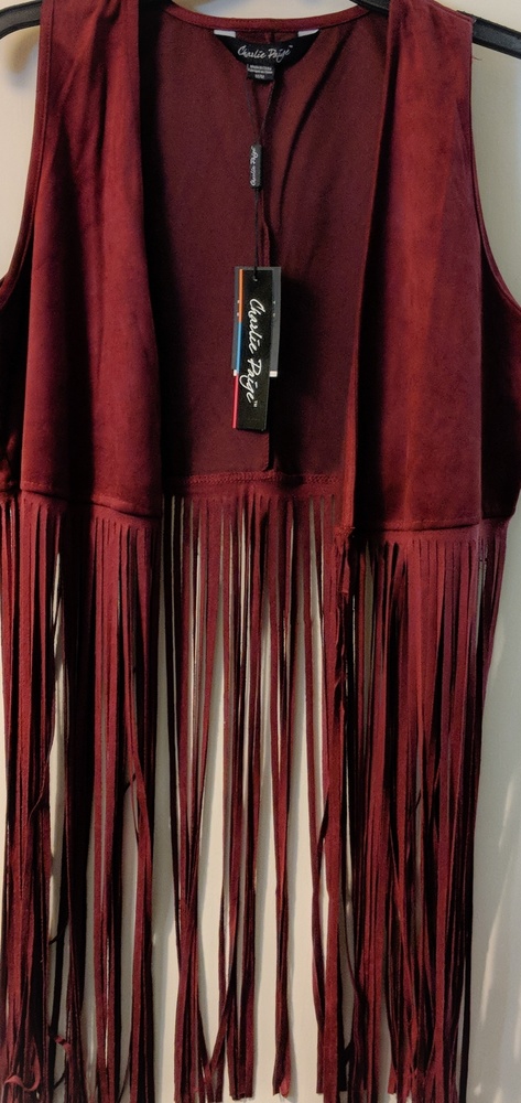Faux suede fringed vest